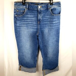 Talbot's Straight Ankle Cuff Medium Washed Blue Denim Jeans Sz 14P